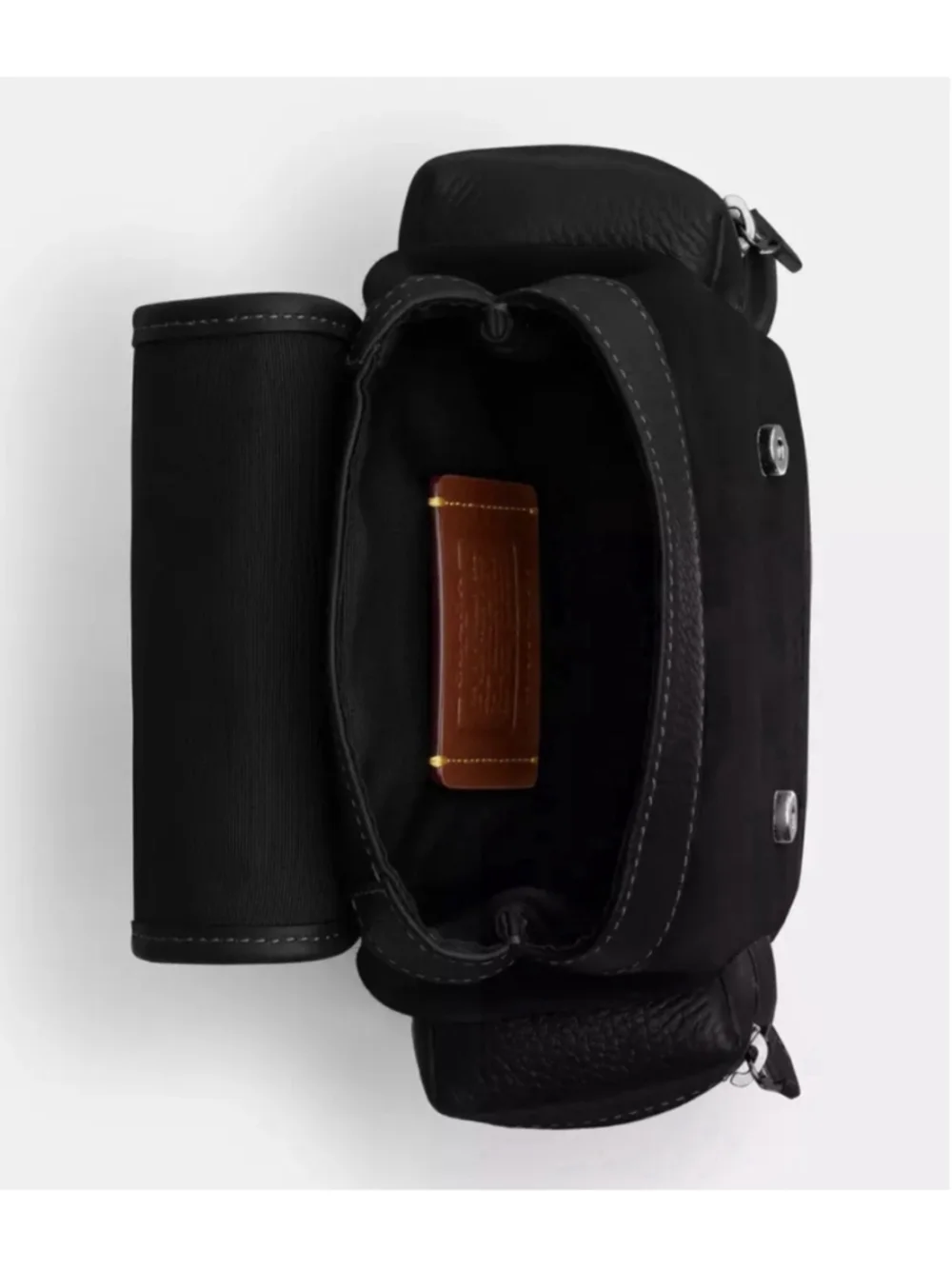 Coach Black Suede Pebble Leather Sprint Sling Pack Backpack